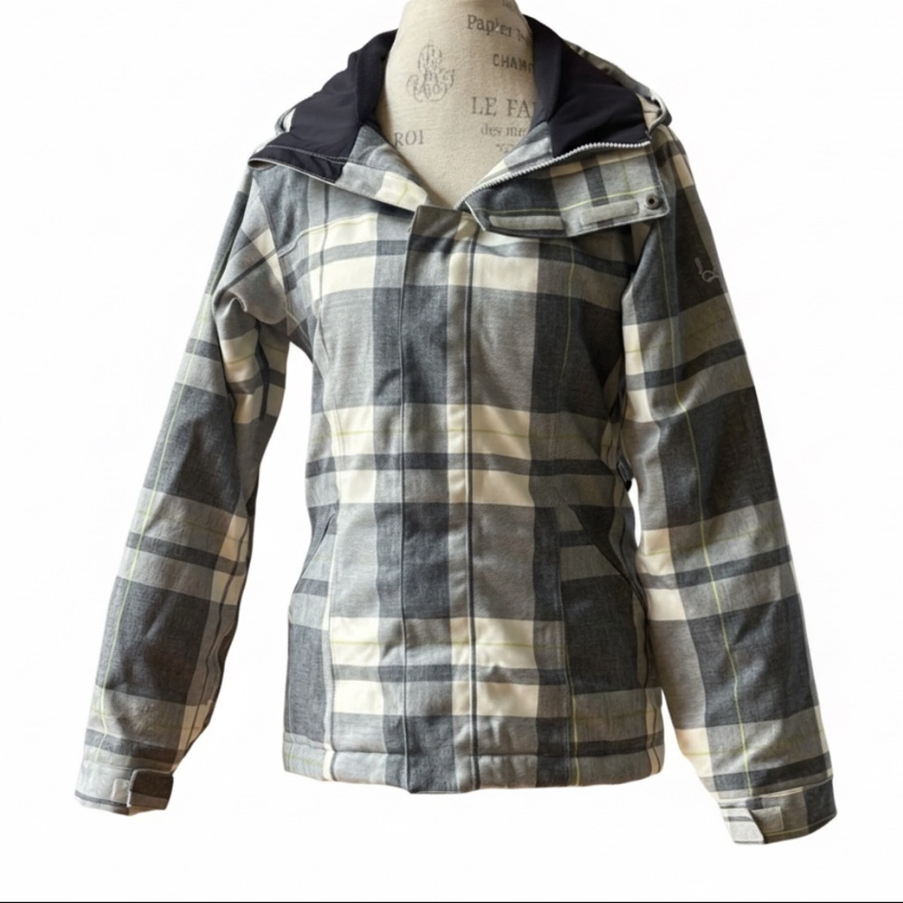 Bonfire Snowboarding Co. Plaid Ski/Snowboard Hooded Jacket Small EUC!